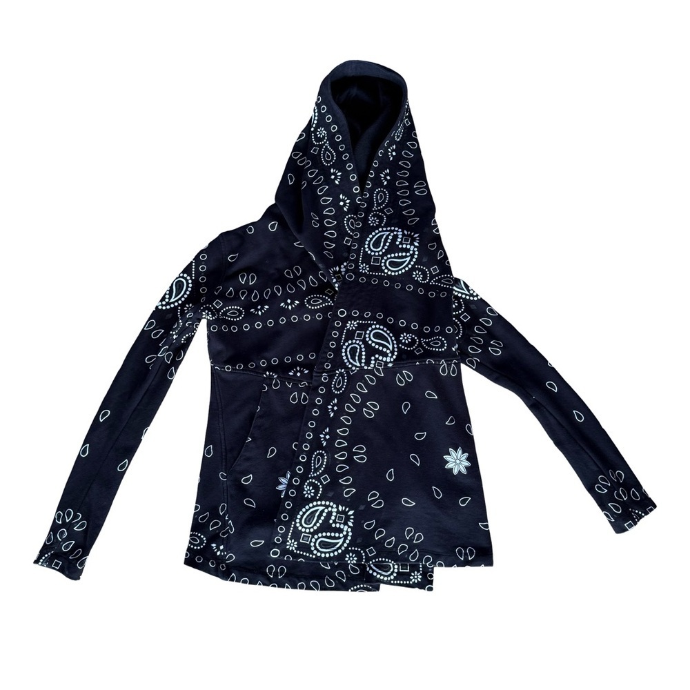 Jonny Cota Rare Monk Hoodie Black Paisley Pattern Size Medium Large